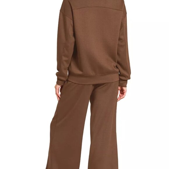Zenana Scuba Crewneck Pullover and Pants Set - Picture 3 of 3